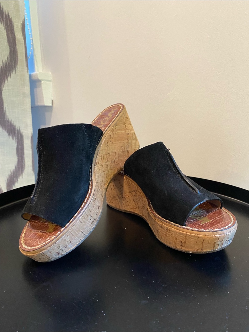 Sam Edelman Suede Cork Wedge Slide